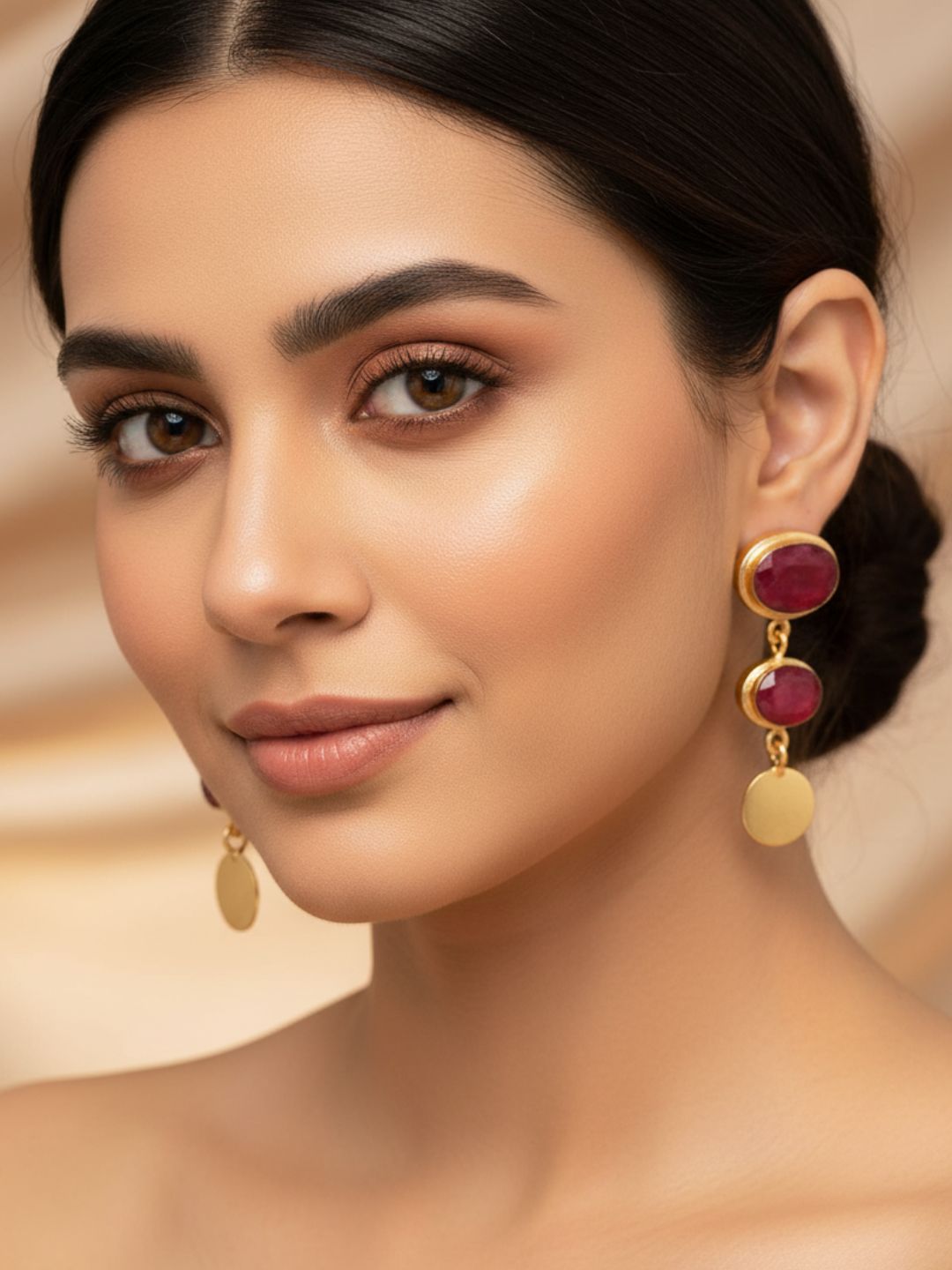 Beautiful Antique Gold Variant Color Gem Stone Light Weight Charming Designer Earring