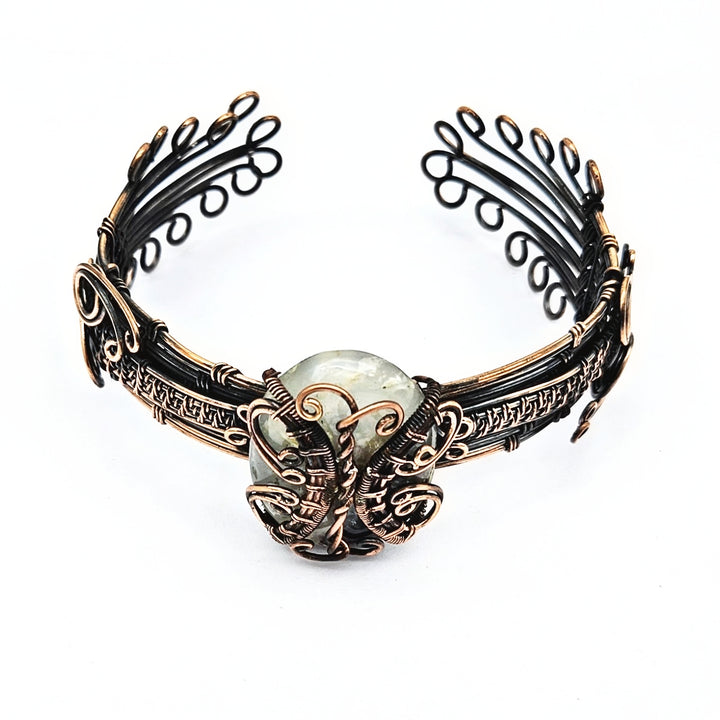 Awesome Handcrafted Copper Oxidized Agate Gem Stone Wire Wrapped charming Designer Cuff Bangle.