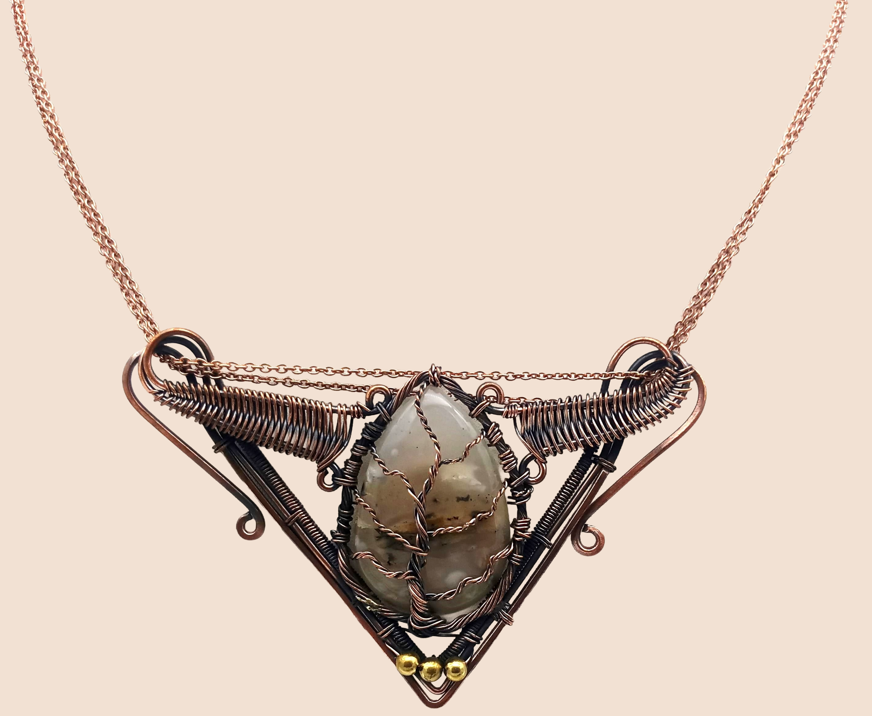 Awesome Handcrafted Copper Oxidized Agate Gem Stone Wire Wrapped Cute Designer Necklace