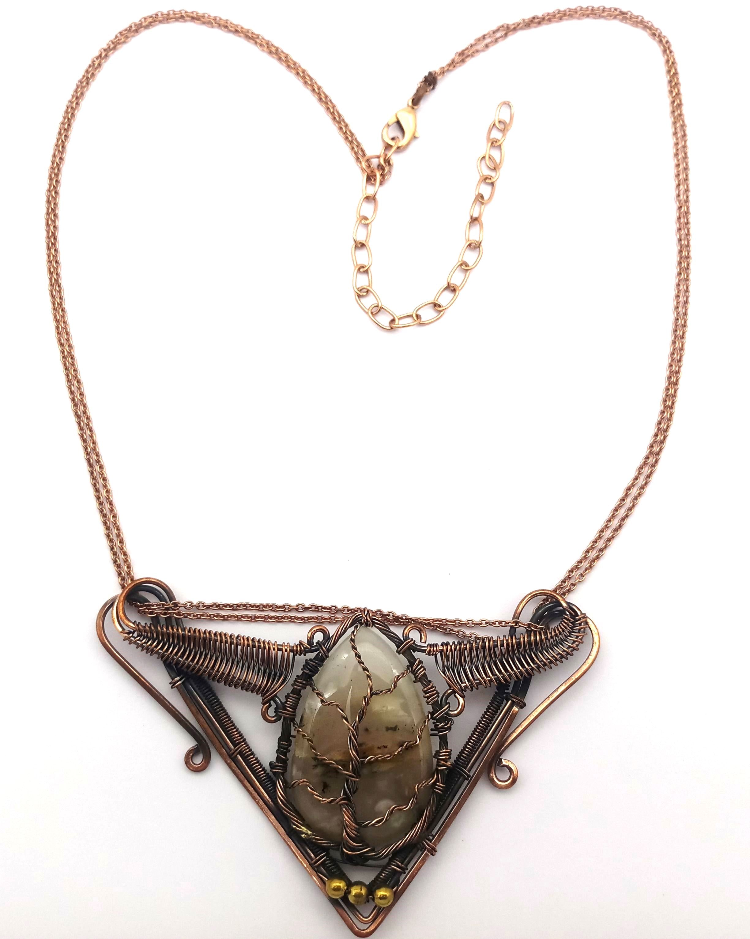 Awesome Handcrafted Copper Oxidized Agate Gem Stone Wire Wrapped Cute Designer Necklace
