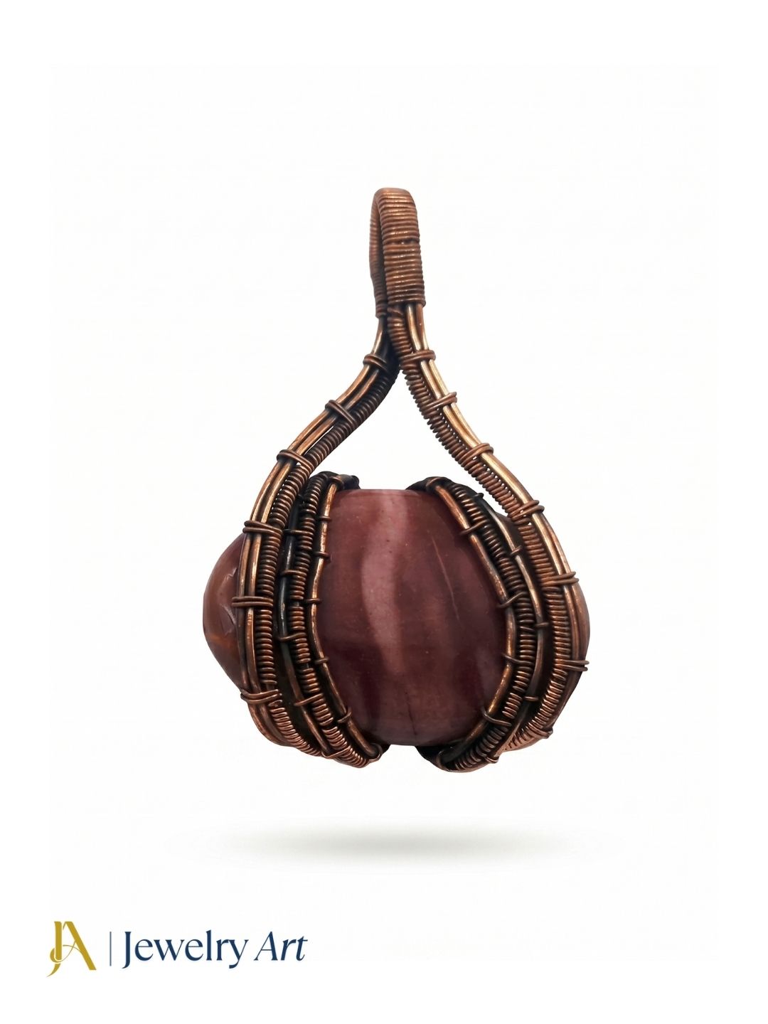 Artistic Handcrafted Copper Oxidized Rhodochrosite Gem Stone Wire Wrapped Charming Designer Pendant