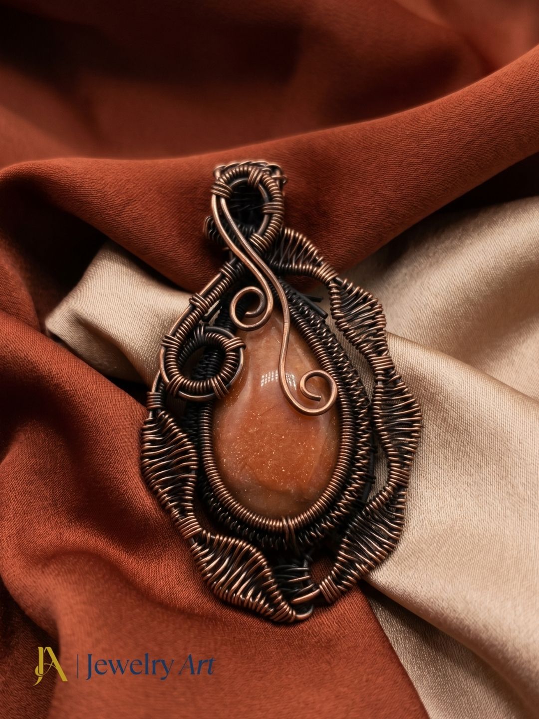 Artistic Handcrafted Copper Oxidized Red Aventurine Gem Stone Wire Wrapped Charming Designer Pendant