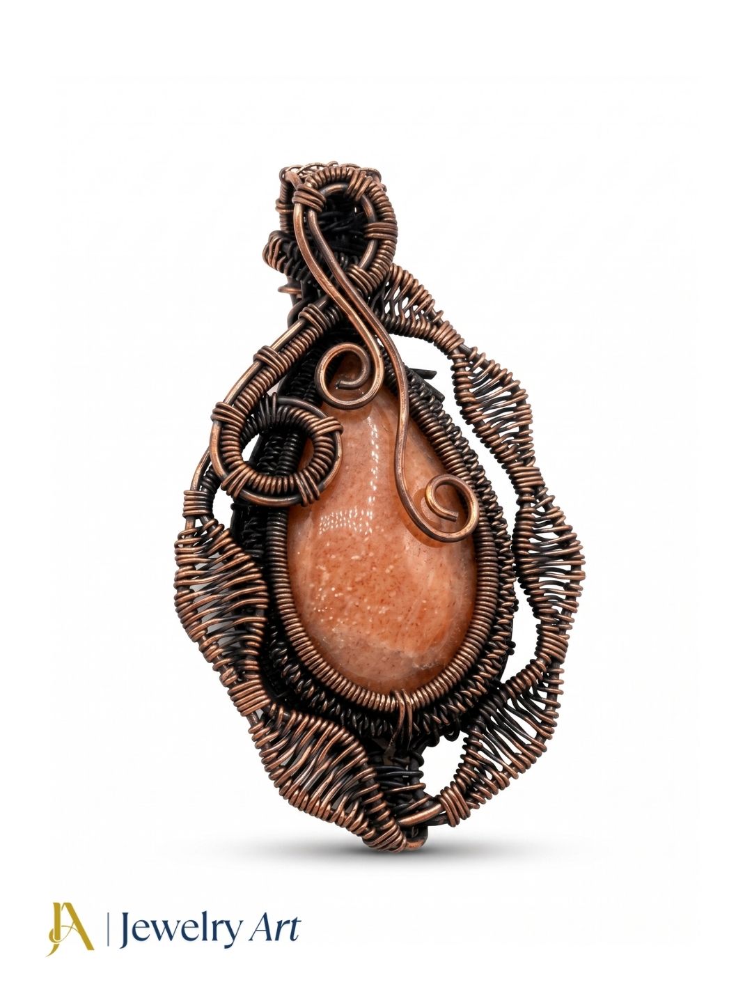 Artistic Handcrafted Copper Oxidized Red Aventurine Gem Stone Wire Wrapped Charming Designer Pendant