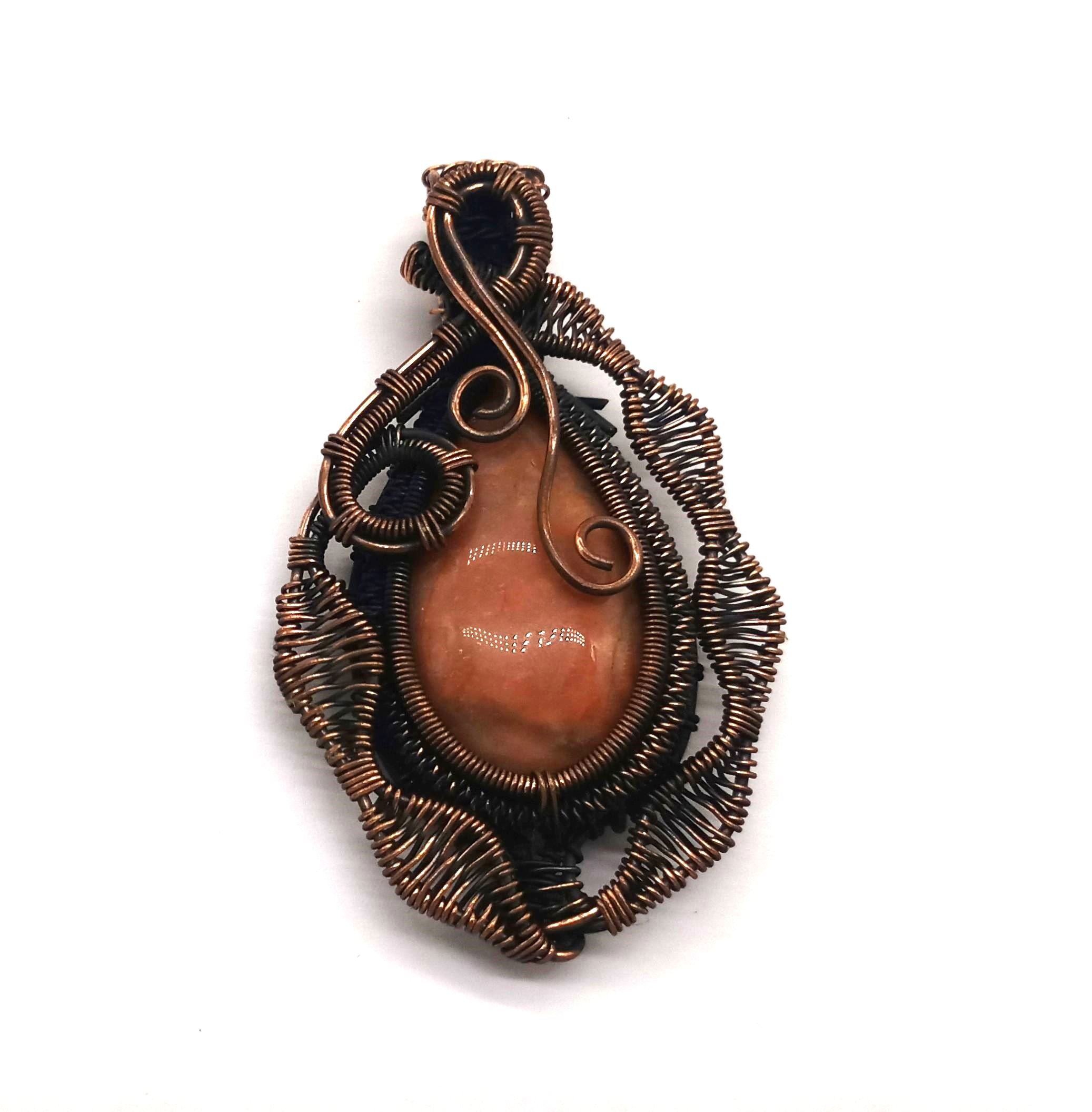 Artistic Handcrafted Copper Oxidized Red Aventurine Gem Stone Wire Wrapped Charming Designer Pendant