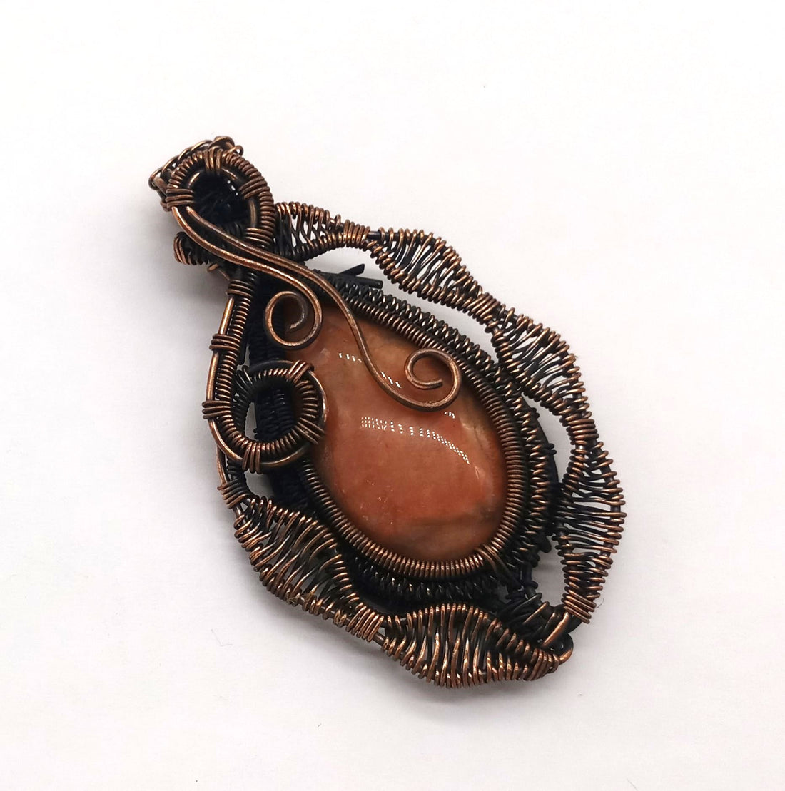 Artistic Handcrafted Copper Oxidized Red Aventurine Gem Stone Wire Wrapped Charming Designer Pendant