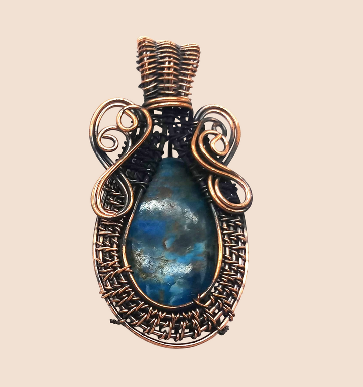 Artistic Handcrafted Copper Oxidized Russian Charoite Gem Stone Wire Wrapped Charming Designer Pendant