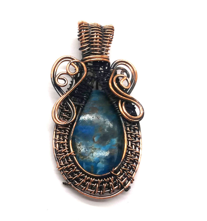 Artistic Handcrafted Copper Oxidized Russian Charoite Gem Stone Wire Wrapped Charming Designer Pendant