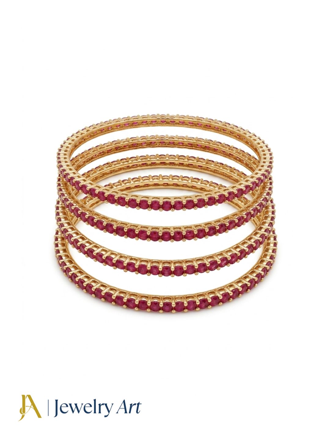 Attractive Set of 4 Gold plated Red Hydro Quartz light weight Bangle / Festive Bangles for women & Girls