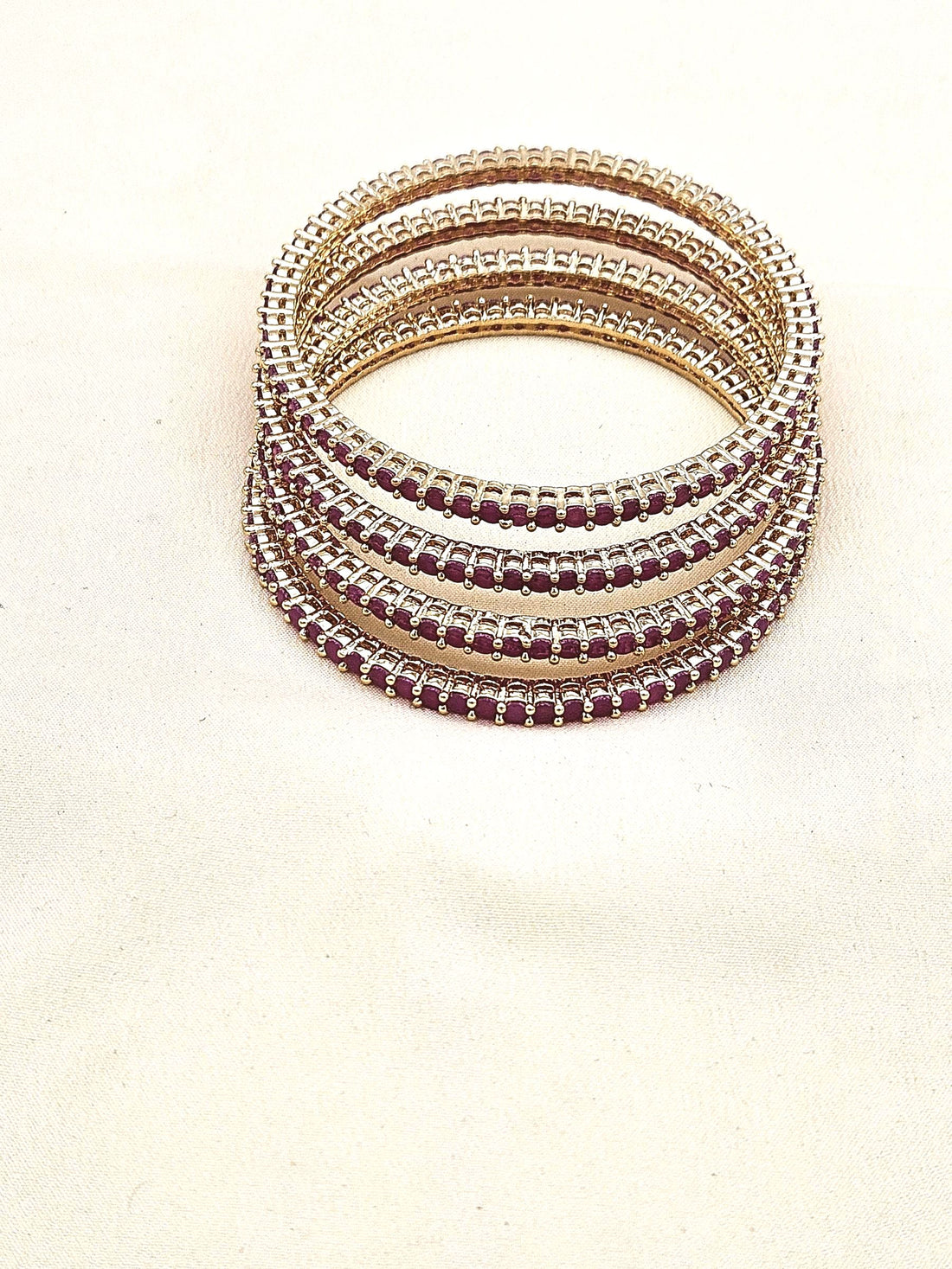 Attractive Set of 4 Gold plated Red Hydro Quartz light weight Bangle / Festive Bangles for women & Girls