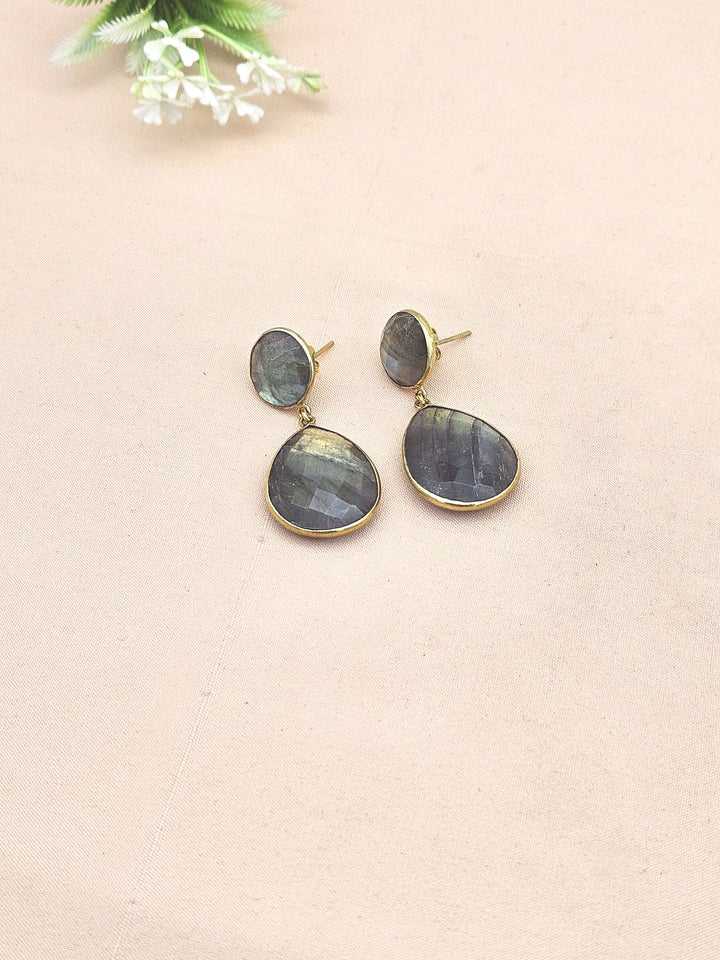 Fine Handcrafted Gold plated Labradorite stone light weight Dangle Drop Earrings