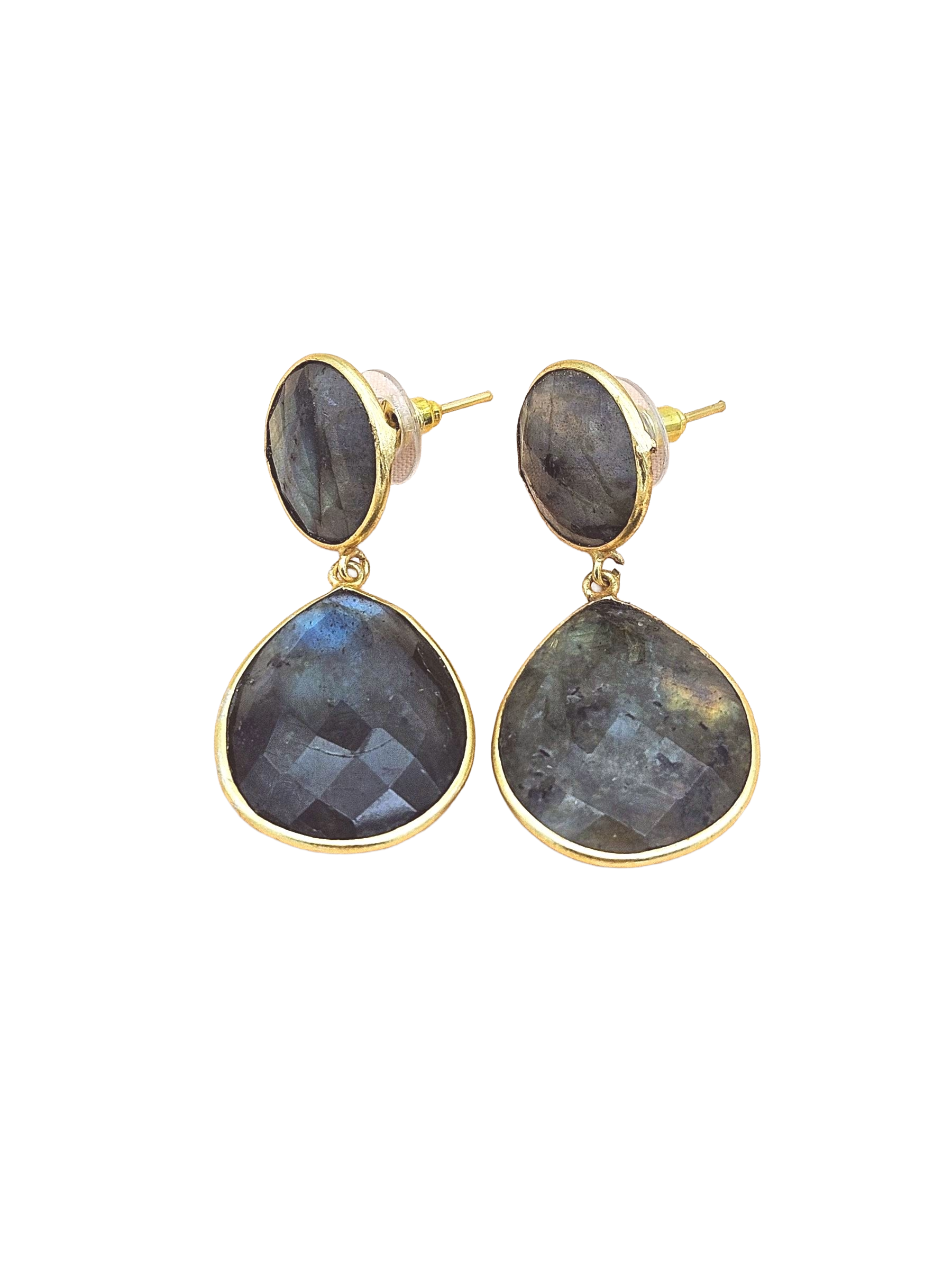 Awesome Gold Plated Fine Labradorite Bezel Setting Designer Light Weight Dangle Drop Earrings