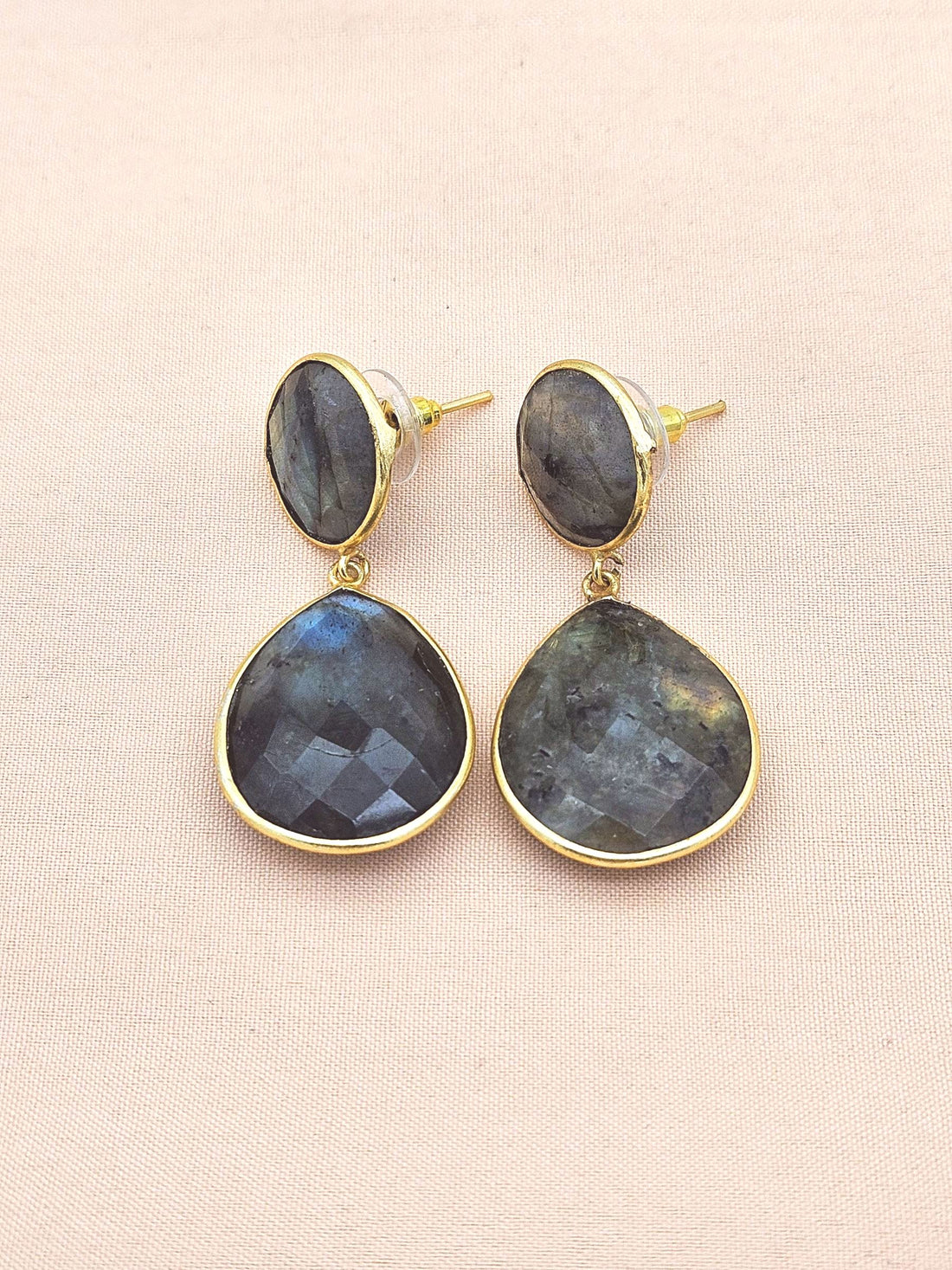Awesome Gold Plated Fine Labradorite Bezel Setting Designer Light Weight Dangle Drop Earrings