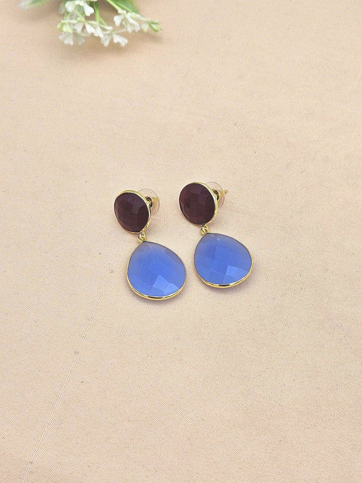 Fine Handcrafted Gold plated Red Onyx-Chalcedony stone light weight Dangle Drop Earrings