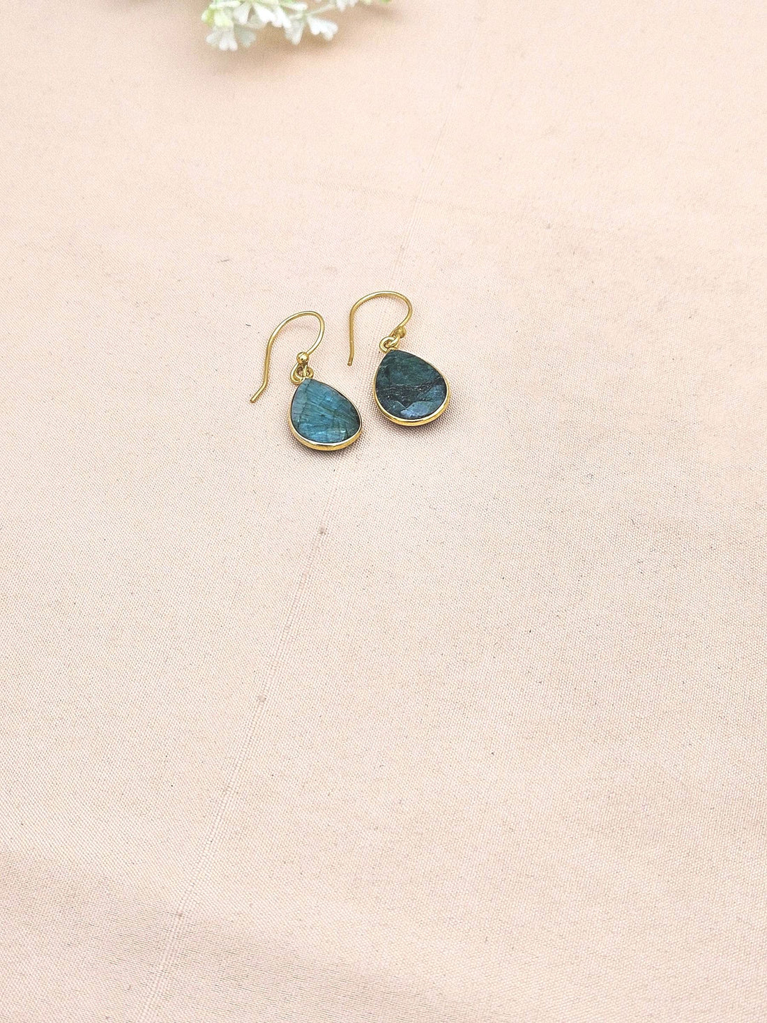 Fine Handcrafted Gold plated Green Hathipara light weight Bezel Designer Dangle Drop Earrings