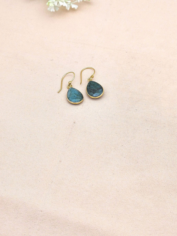 Fine Handcrafted Gold plated Green Hathipara light weight Bezel Designer Dangle Drop Earrings