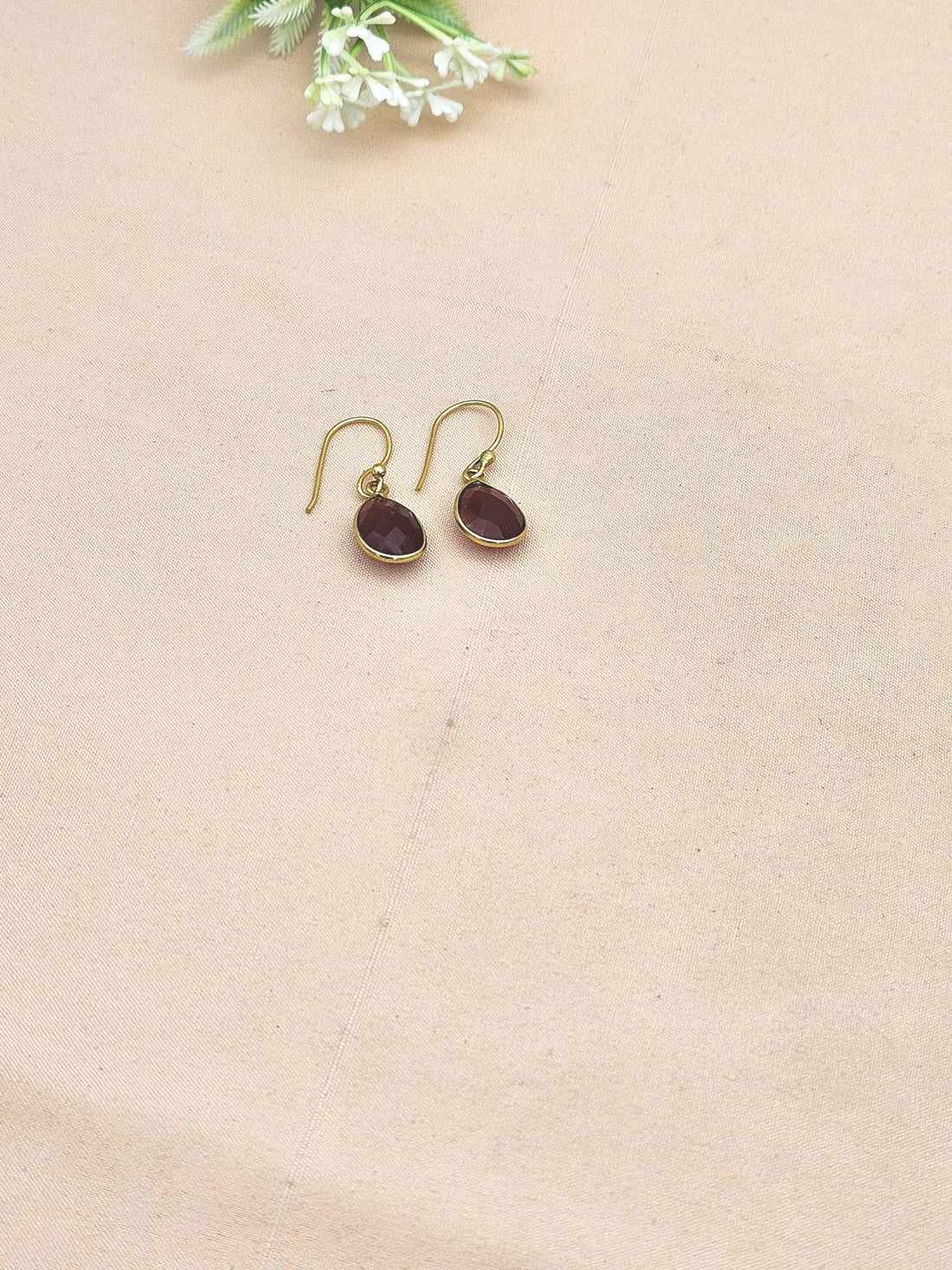 Fine Handcrafted Gold plated Red Onyx light weight Bezel Designer Dangle Drop Earrings