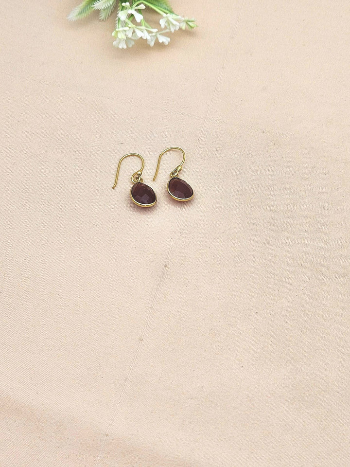 Fine Handcrafted Gold plated Red Onyx light weight Bezel Designer Dangle Drop Earrings
