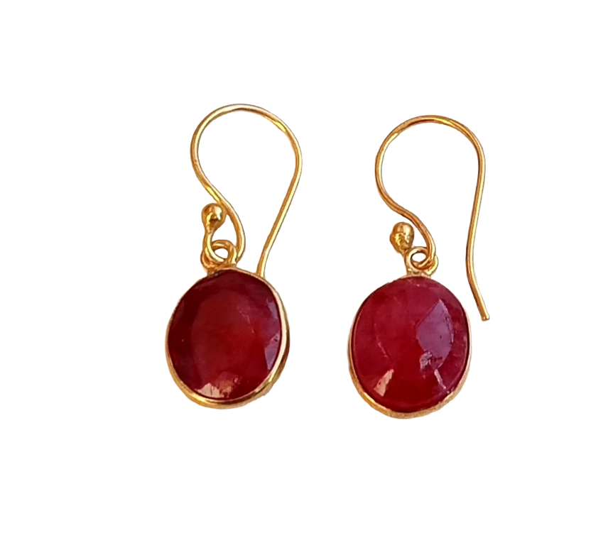 Fine Handcrafted Gold plated Red Hathipara light weight Bezel Designer Dangle Drop Earrings