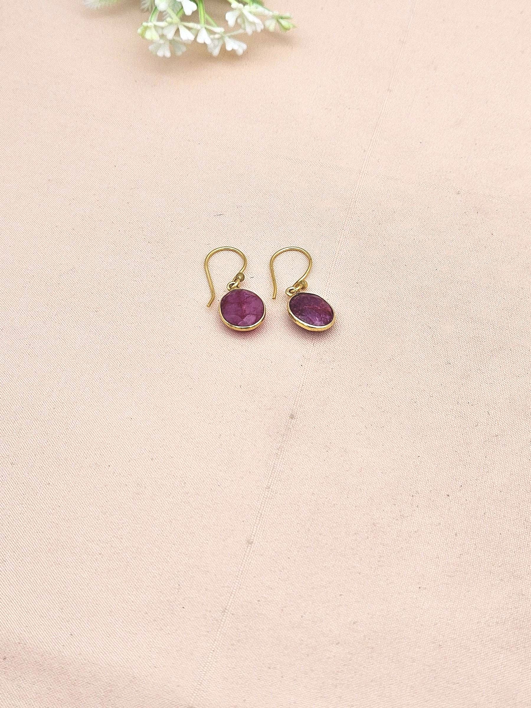 Fine Handcrafted Gold plated Red Hathipara light weight Bezel Designer Dangle Drop Earrings