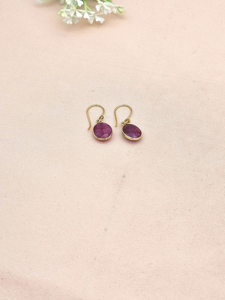 Fine Handcrafted Gold plated Red Hathipara light weight Bezel Designer Dangle Drop Earrings
