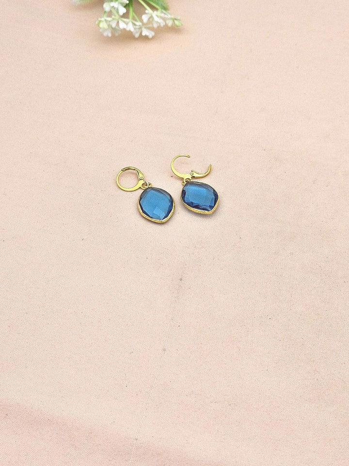 Fine Handcrafted Gold Plated BT Color Hydro Quartz light weight Bezel Designer Dangle Drop Earrings
