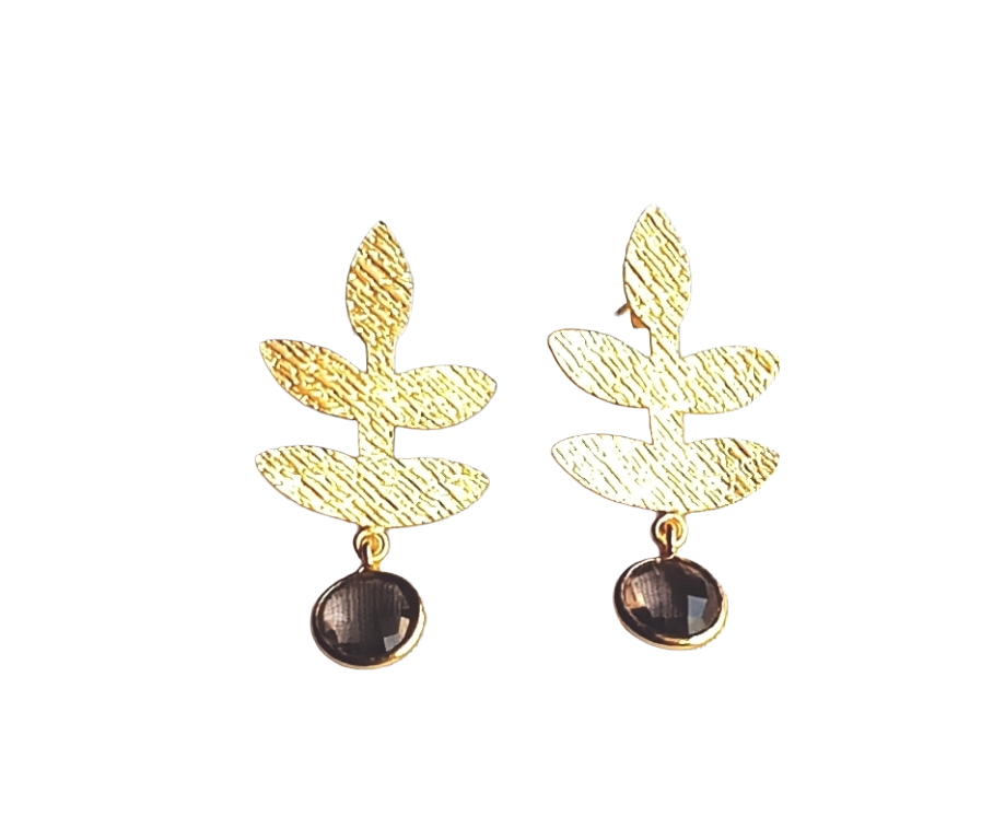 Fine Handcrafted Matte Gold Finish Briolette Cut Smoky Qtz light weight Bezel Designer Dangle Drop Earrings