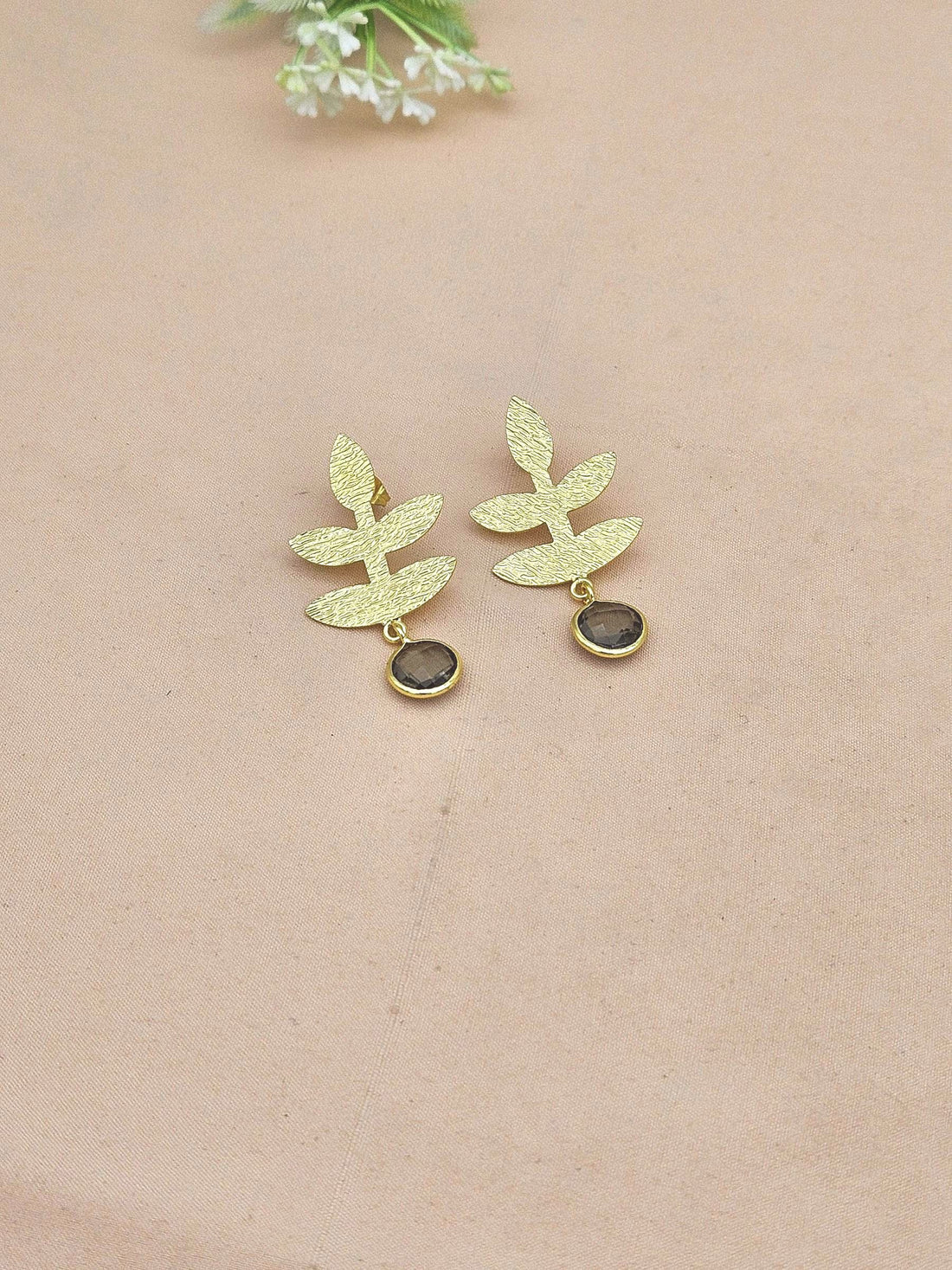 Fine Handcrafted Matte Gold Finish Briolette Cut Smoky Qtz light weight Bezel Designer Dangle Drop Earrings