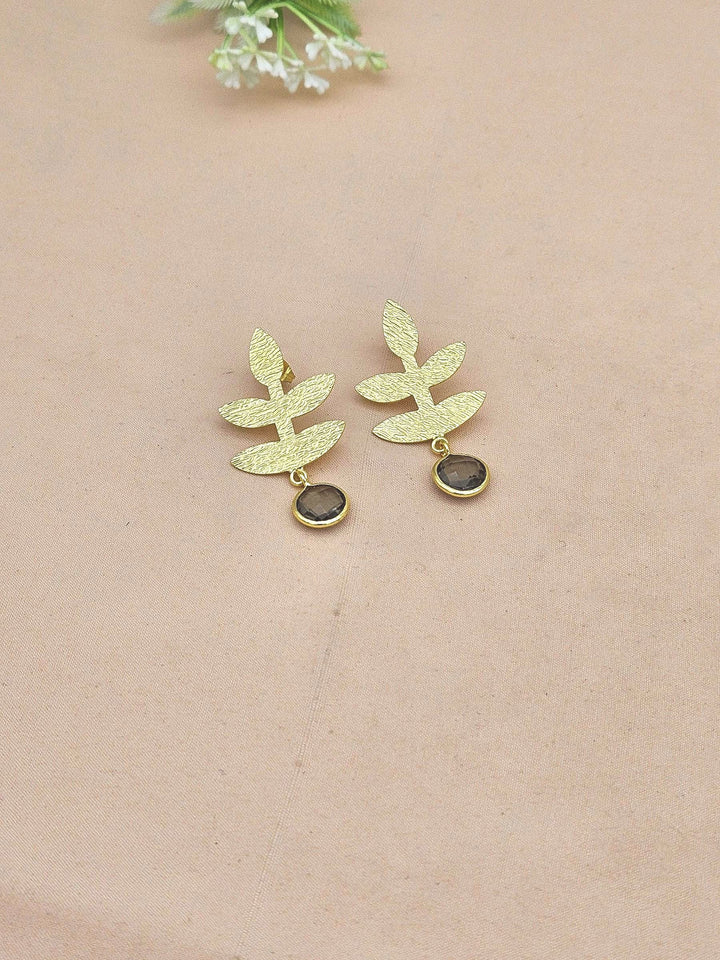 Fine Handcrafted Matte Gold Finish Briolette Cut Smoky Qtz light weight Bezel Designer Dangle Drop Earrings