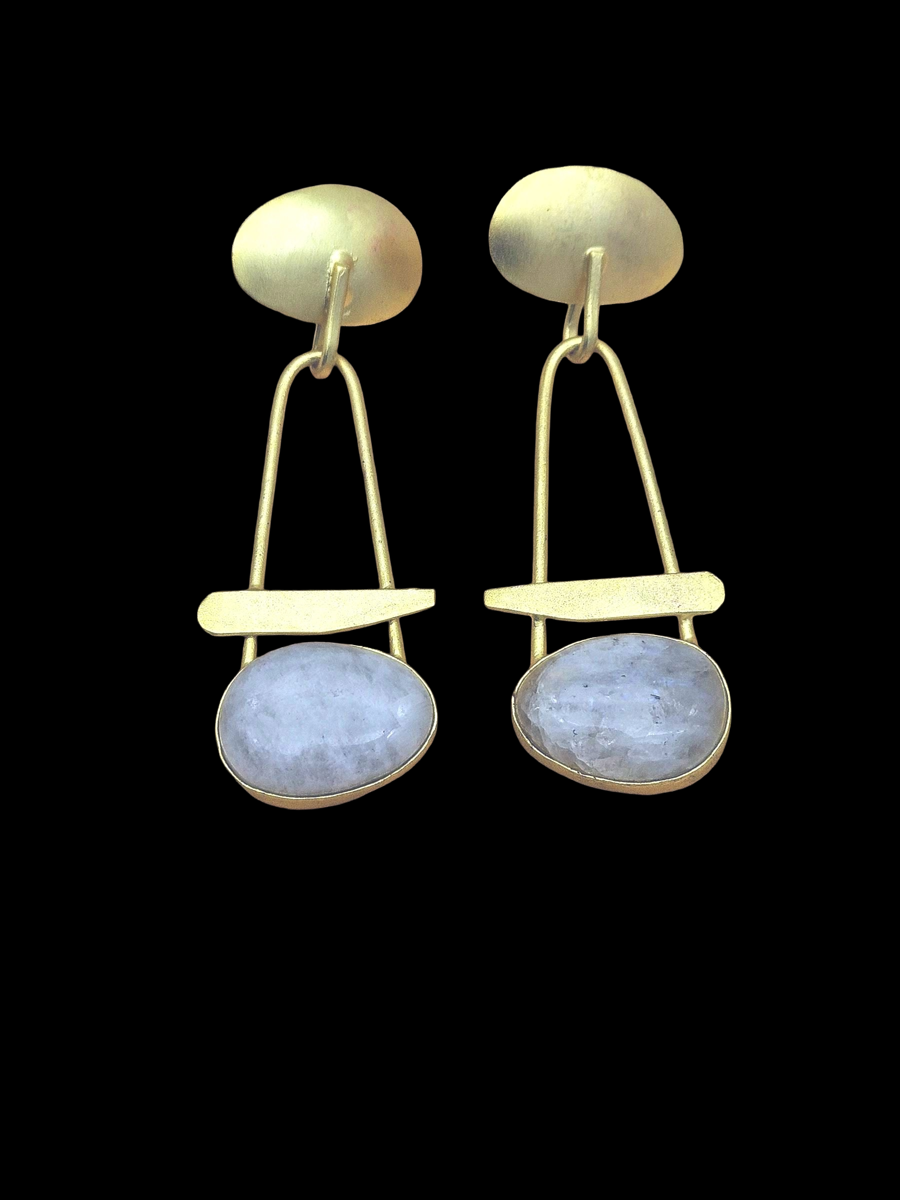 Awesome Golden White Rainbow Beautiful Designer Stone Dangle Drop Earrings