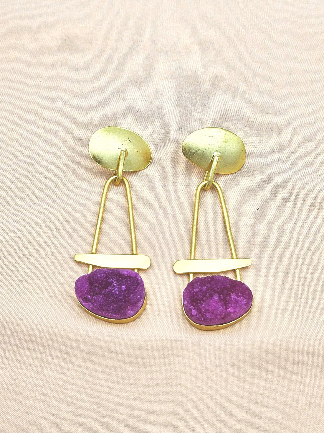 Awesome Golden Red Duzy Beautiful Designer Stone Dangle Drop Earrings