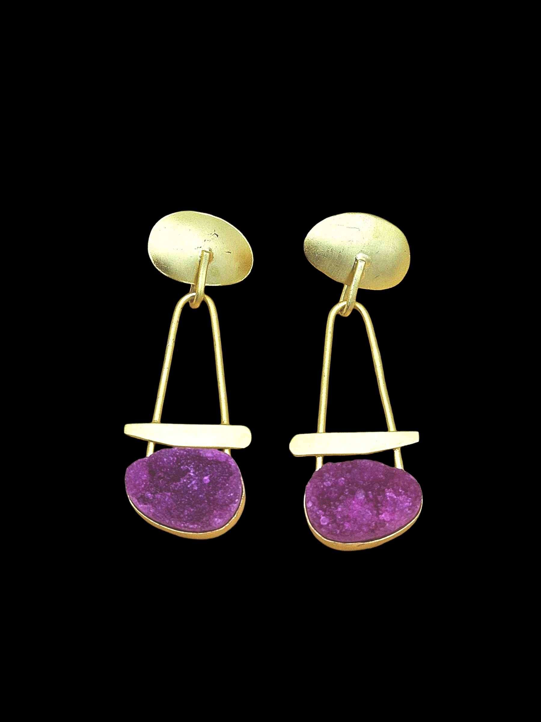 Awesome Golden Red Duzy Beautiful Designer Stone Dangle Drop Earrings