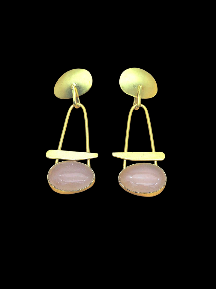 Awesome Golden Rose Quartz Beautiful Designer Stone Dangle Drop Earrings