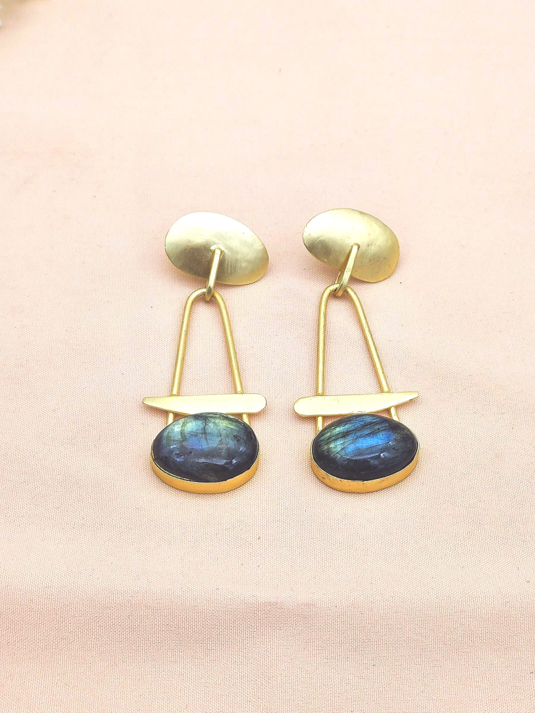 Awesome Golden Labradorite Beautiful Designer Stone Dangle Drop Earrings