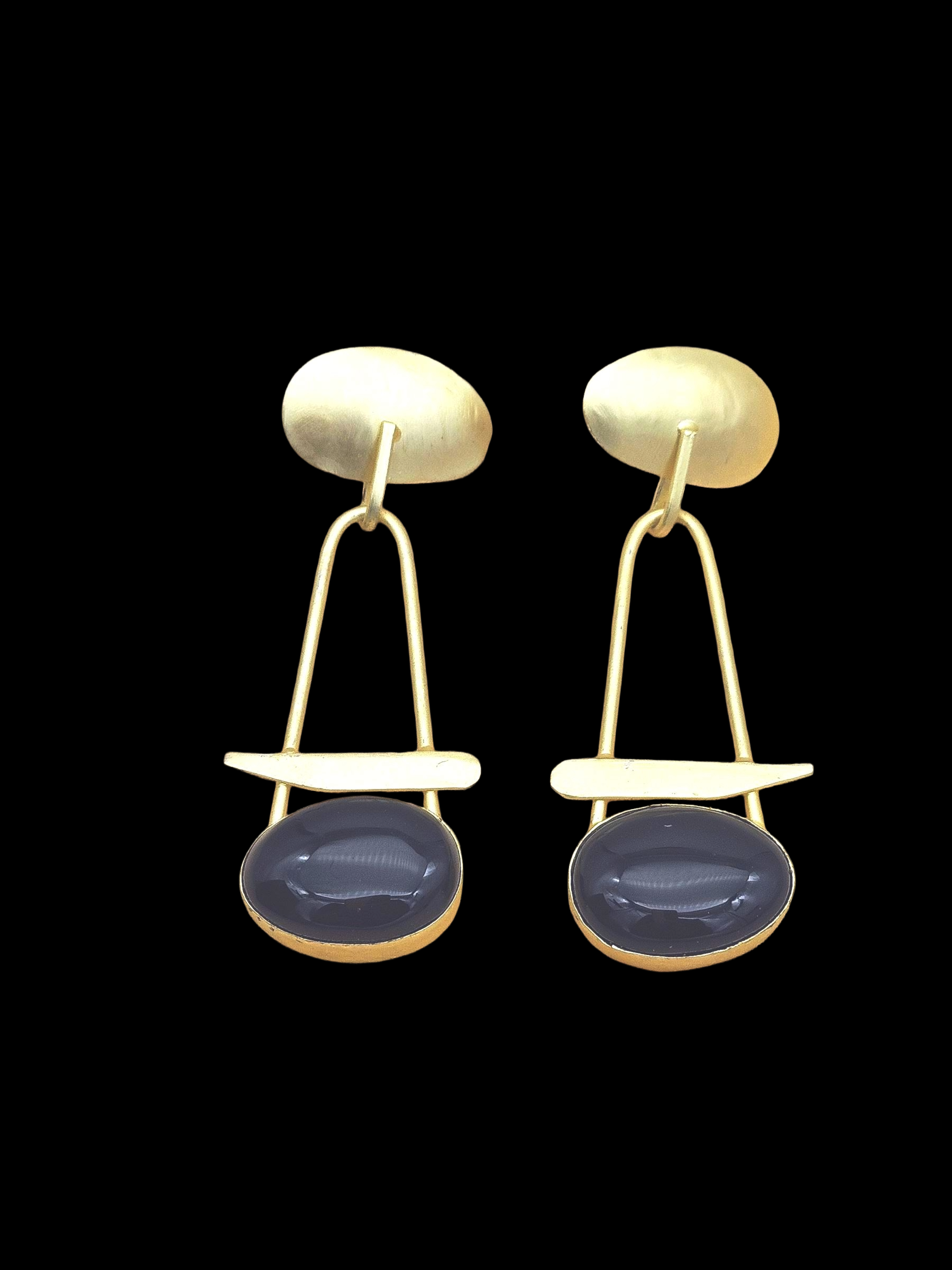 Awesome Golden Black Onyx Beautiful Designer Stone Dangle Drop Earrings