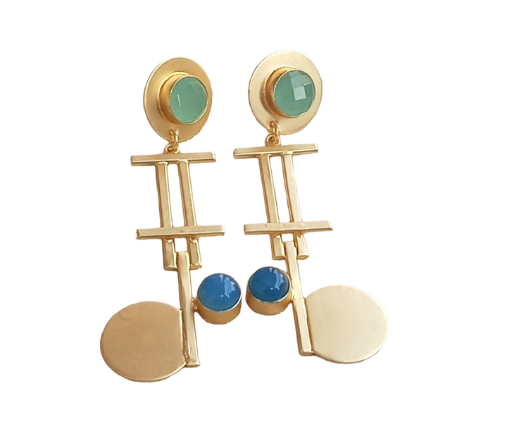 Awesome Gold plated Green & Blue Onyx Charming Designer Dangle Drop Earrings