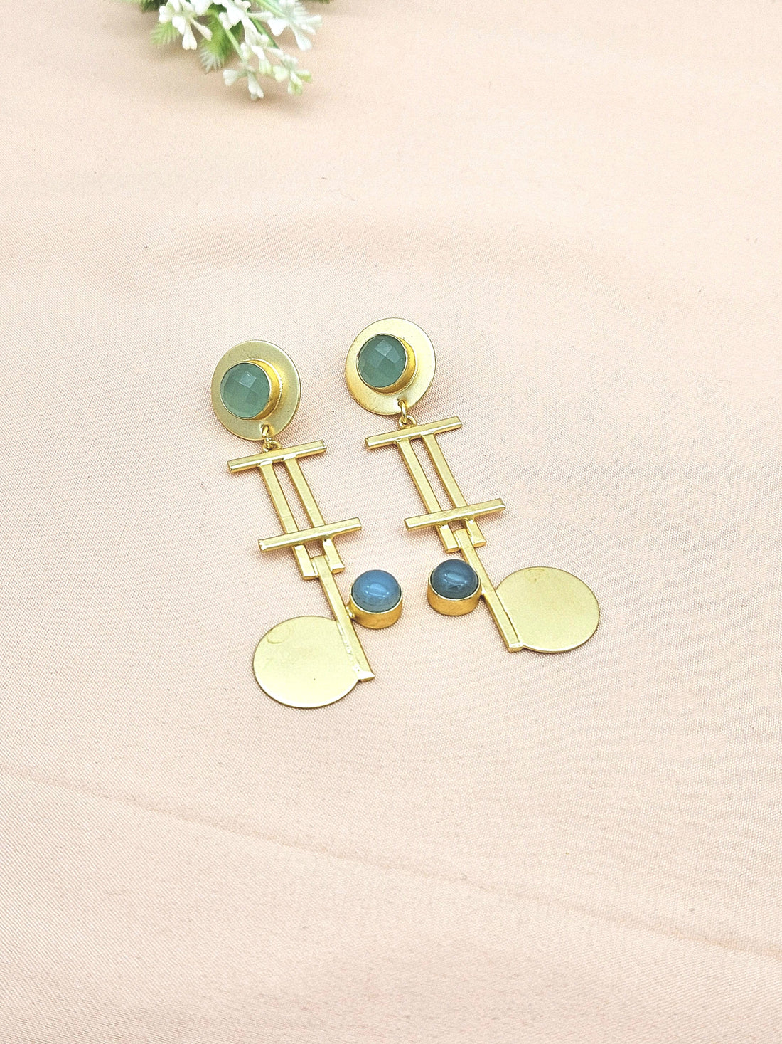 Awesome Gold plated Green & Blue Onyx Charming Designer Dangle Drop Earrings