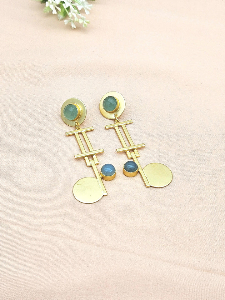 Awesome Gold plated Green & Blue Onyx Charming Designer Dangle Drop Earrings