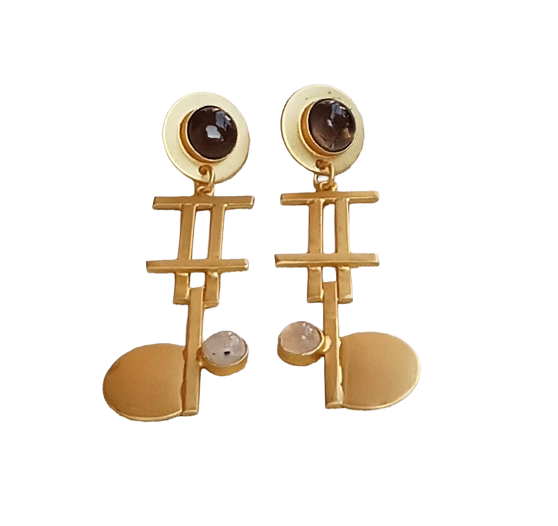 Awesome Gold plated White Rainbow-Smoky Charming Designer Dangle Drop Earrings