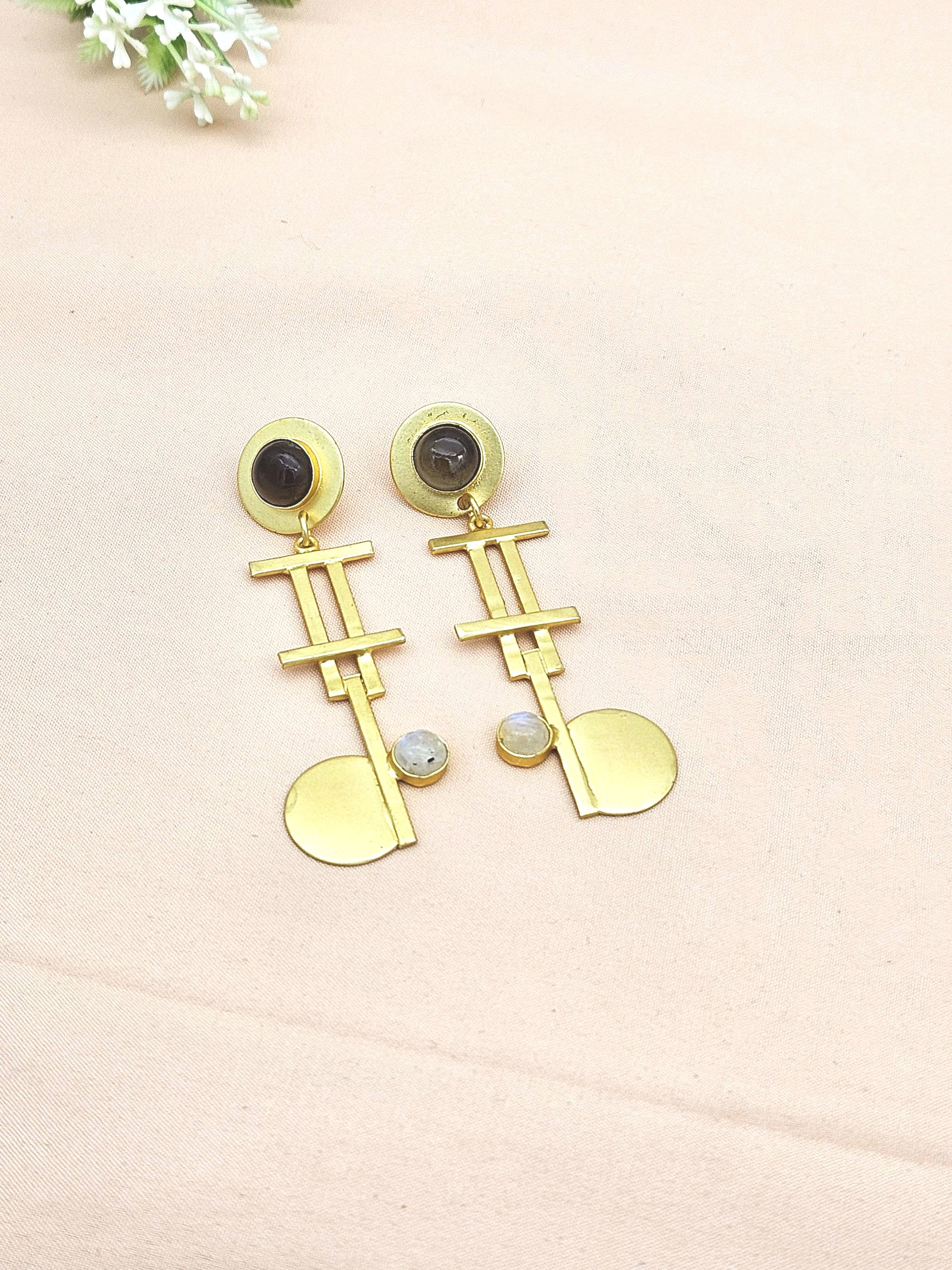Awesome Gold plated White Rainbow-Smoky Charming Designer Dangle Drop Earrings