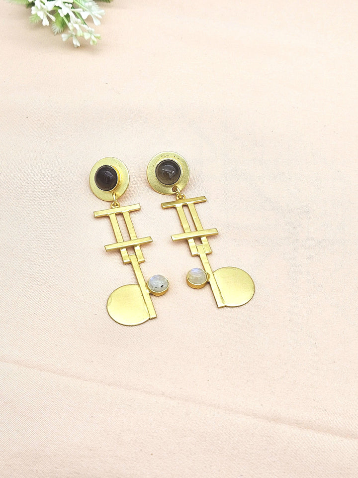 Awesome Gold plated White Rainbow-Smoky Charming Designer Dangle Drop Earrings
