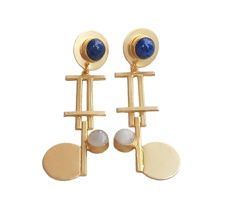 Awesome Gold plated Lapis White Rainbow Charming Designer Dangle Drop Earrings