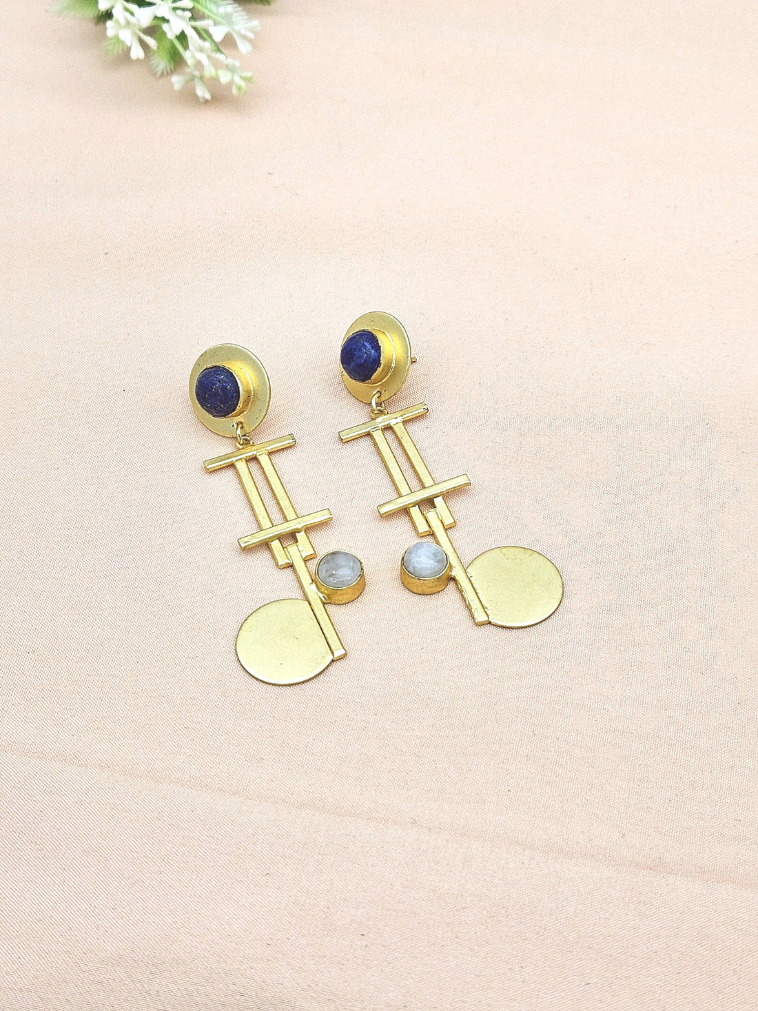 Awesome Gold plated Lapis White Rainbow Charming Designer Dangle Drop Earrings