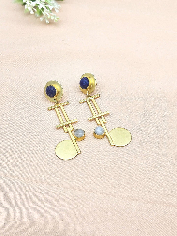 Awesome Gold plated Lapis White Rainbow Charming Designer Dangle Drop Earrings