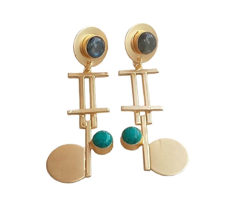 Awesome Gold plated Labradorite-Turquoise Charming Designer Dangle Drop Earrings