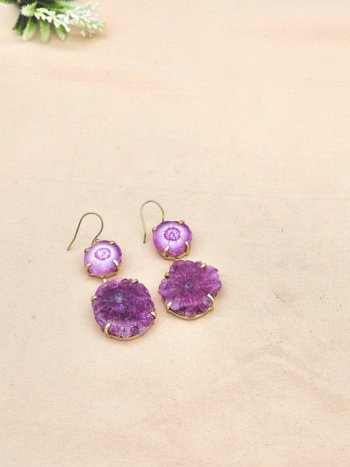 Charming Gold plated Red Solar Quartz Stone Beautiful Designer Dangle Drop Earrings
