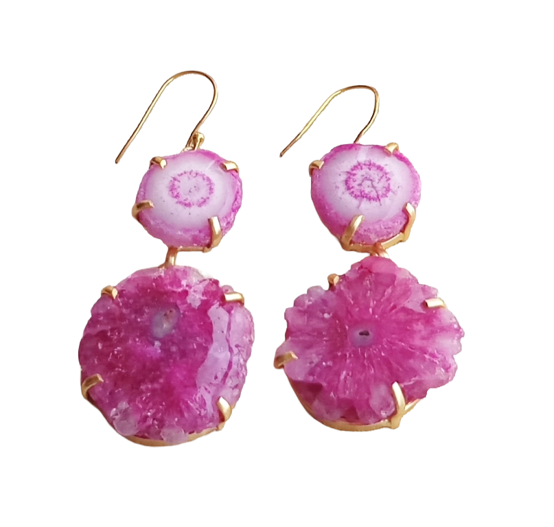 Charming Gold plated Red Solar Quartz Stone Beautiful Designer Dangle Drop Earrings