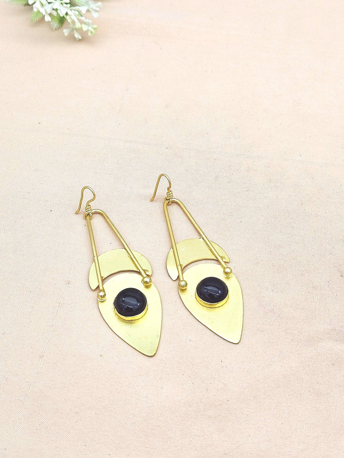 Charming Gold plated Black Onyx Beautiful Designer Dangle Drop Earrings