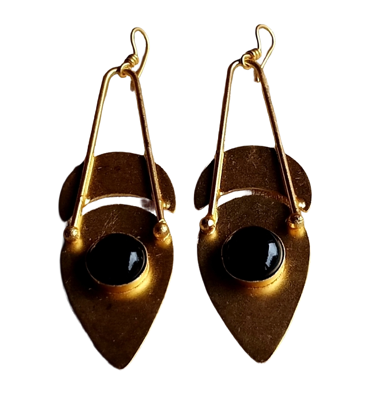 Charming Gold plated Black Onyx Beautiful Designer Dangle Drop Earrings