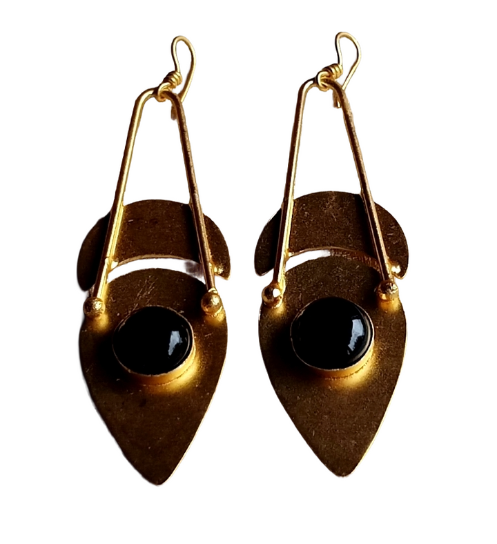 Charming Gold plated Black Onyx Beautiful Designer Dangle Drop Earrings