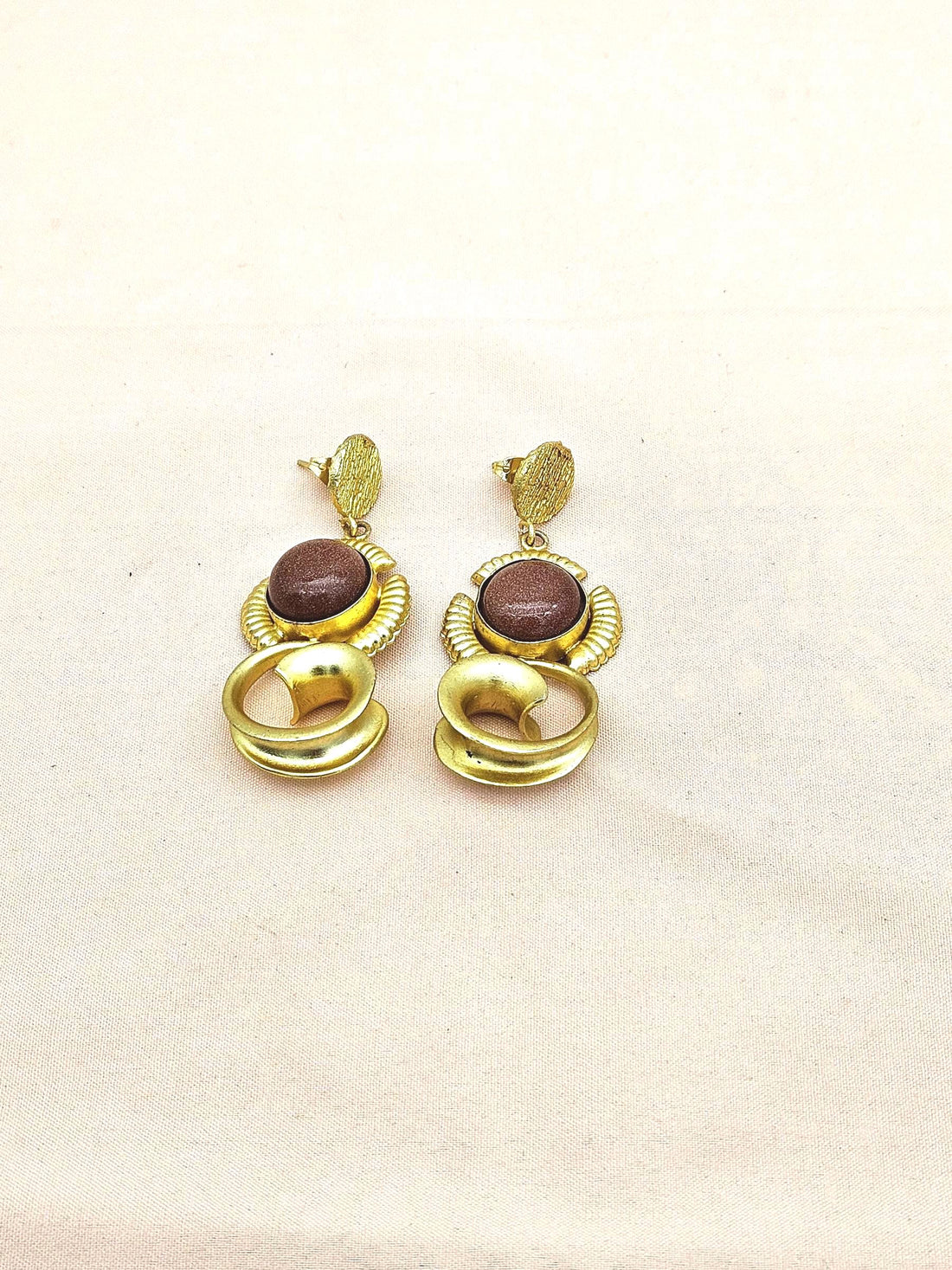 Charming Golden Brown Sun Sitara Stone Cute Designer Dangle Drop Earrings
